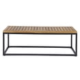 thumbnail image 2 of JERFIT 54" Outdoor Bench, Teak Acacia Wood & Black Iron Modern Garden Patio Bench for Seating, 2 of 7