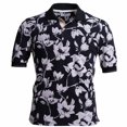 thumbnail image 1 of Men's Black Floral Slim Fit Polo Shirts - 100% Soft Cotton, Small, 1 of 3