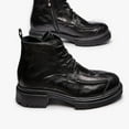 thumbnail image 4 of Cowboy Boots Slip Chunky Heel Resistant Leather Country Work Boot Classic Breathable Lace-Up High-top Zip Western Boots, 4 of 6