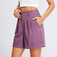 thumbnail image 6 of Shorts for Women 2026 Summer Elastic High Waist Wide Leg Dressy Casual Office Work Shorts with Pockets, 6 of 8