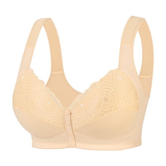 Bras for Women,Elderly Plus Size Front Closure Bra Wireless Support Comfort Soft Seamless Thin Camisole Top,Sports Bras for Women,Beige,85E