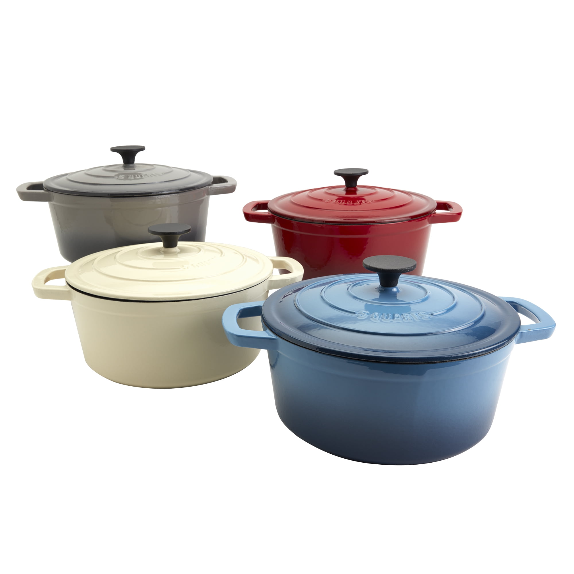 Smith & Clark 5-Quart Enameled Cast Iron Dutch Oven Pot With Lid In Red - Versatile For Soups, Stews, Braising & Baking