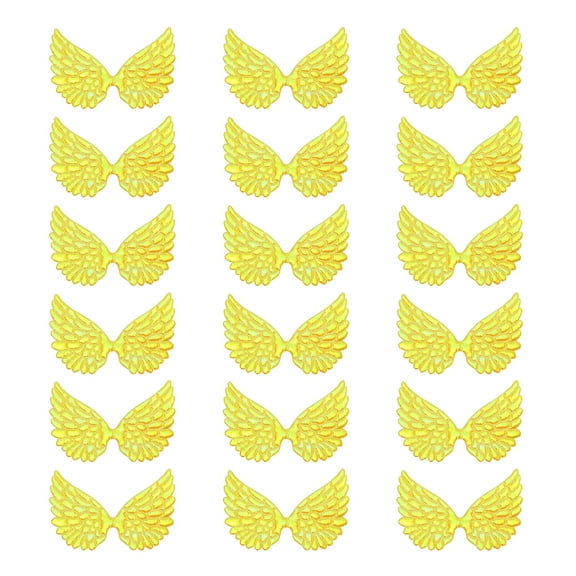Uxcell 18Pcs Angel Wings for Crafts, Small Glitter Yellow Angel Wings Ornament Fabric Wings Sew on Patches for DIY Crafts (3.4 Inch)