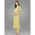 thumbnail image 3 of Janasya Women's Yellow Moss Digital Floral Printed Pant Set with Scarf, 3 of 6