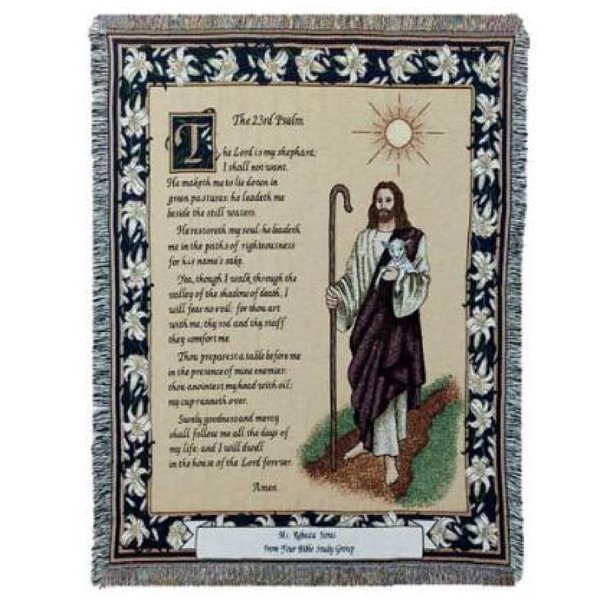 The 23rd Psalm Bible Scripture Tapestry Throw Blanket 50" x 70