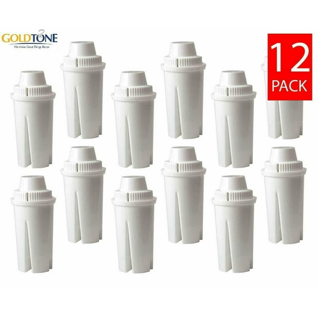 (12) GoldTone Replacement Charcoal Water Pitcher Filter for All Brita