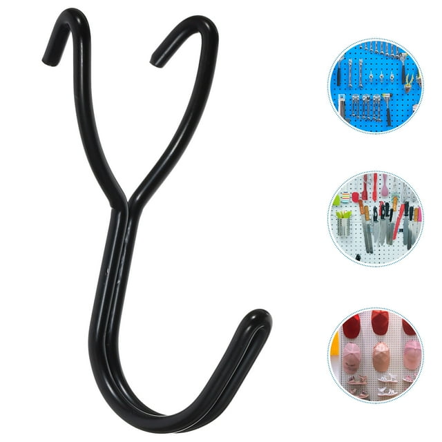SOPOTUTU 20 Pcs Crochets de Panneau Perforé en Acier Inoxydable Noirs Crochets Utilitaires Robustes pour Organisation de Garage