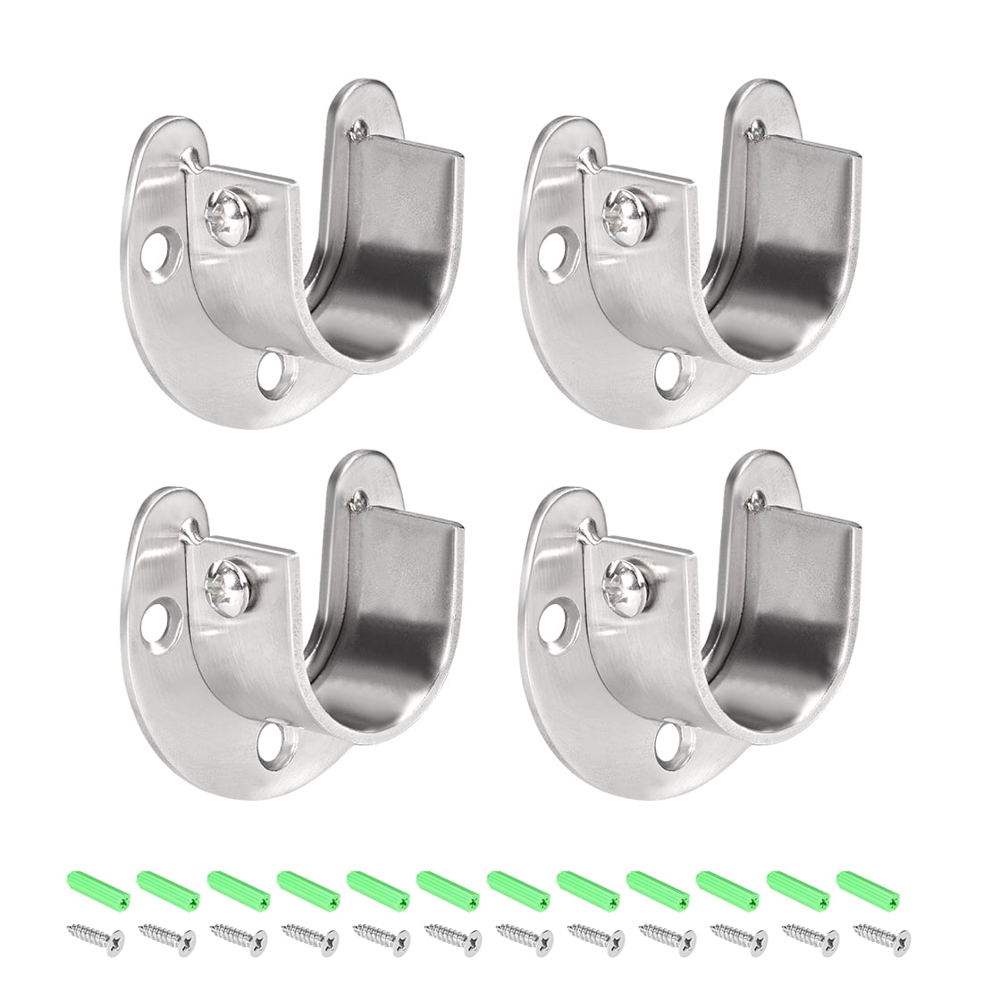 Uxcell Stainless Steel Closet Wardrobe Pole Sockets Flange Rod Holder