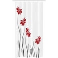 thumbnail image 3 of Flower Stall Shower Curtain, Floral Petals with Striped Leaves and Lines Modern Style Geometrical Design Print, Fabric Bathroom Set with Hooks, 36W X 72L Inches Long, Red and Black, by Ambesonne, 3 of 3