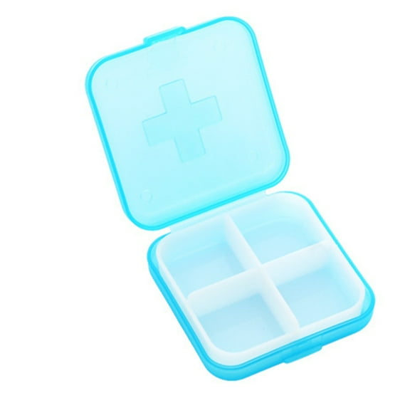 Soumake Portable Travel 4 Grid Pill Storage Box Case Container Mini Medicine Organizer