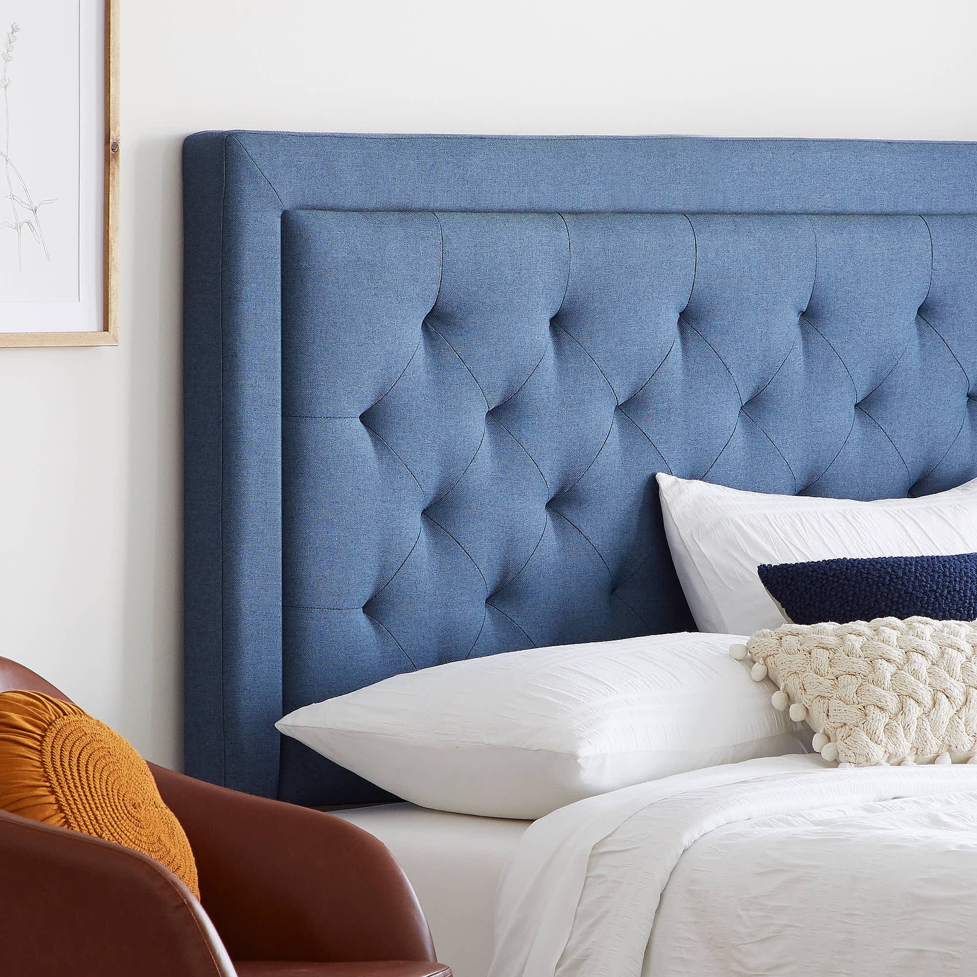 Rest Haven Medford Rectangle Upholstered Headboard with Diamond Tufting