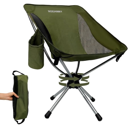 Camping Chairs 360° Degree Swivel Folding Chairs Portabl Outdoor Chairs for Travel Hiking Fishing lawns Picnic Hunting Support 305 LBS Lghtweight Green