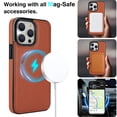 thumbnail image 3 of Allytech Luxury PU Leather Case for iPhone 12 Pro / 12 6.1", Magnet Compatible with MagSafe, Slim & Lightweight, Soft TPU Bumper Shockproof Anti-Fingerprint Cover Support Wireless Charging, Brown, 3 of 7