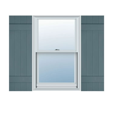 Ekena Millwork 14"W x 24"H Lifetime Vinyl, TailorMade Four Board Joined (2 Batten), Board-n-Batten Shutters, w/Shutter-Loks (Per Pair), Wedgewood Blue