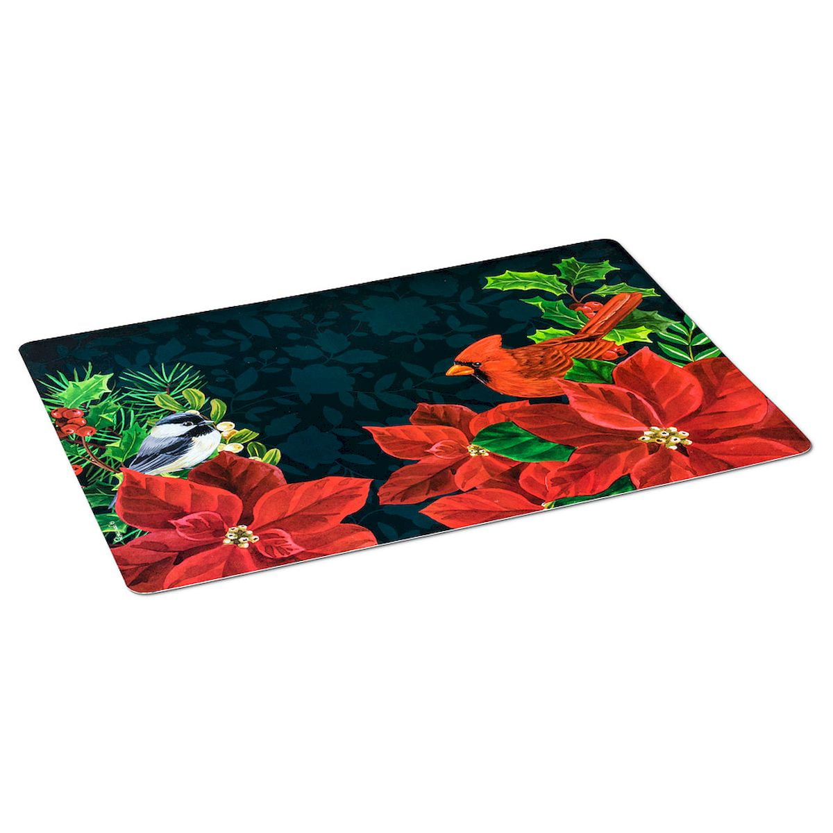 Set of 2 Birds in Poinsettia Placemat