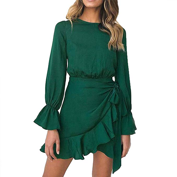 long sleeve wrap party dress