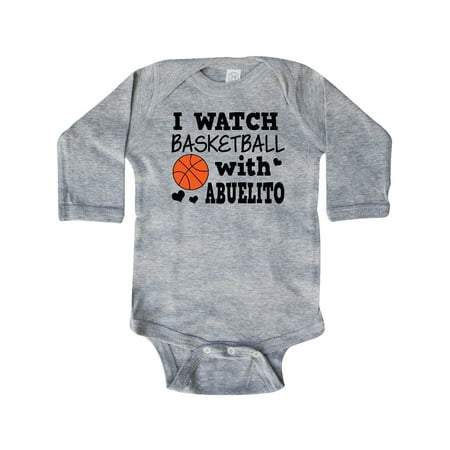 

Inktastic I Watch Basketball with Abuelito Gift Baby Boy Long Sleeve Bodysuit