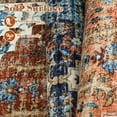 thumbnail image 5 of Hasoo 9' x 12' Area Rug for Living Room Boho Vintage Rug Non Slip Throw Rugs Floral Bedroom Rug, Blue/Orange, 5 of 5