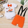 thumbnail image 3 of IBTOM CASTLE Baby Boy 1st Birthday Outfit Jungle Woodland Animal Romper + Bloomers + Suspenders 3PCS Clothes Set Photography 6-12 Months Fox, 3 of 8