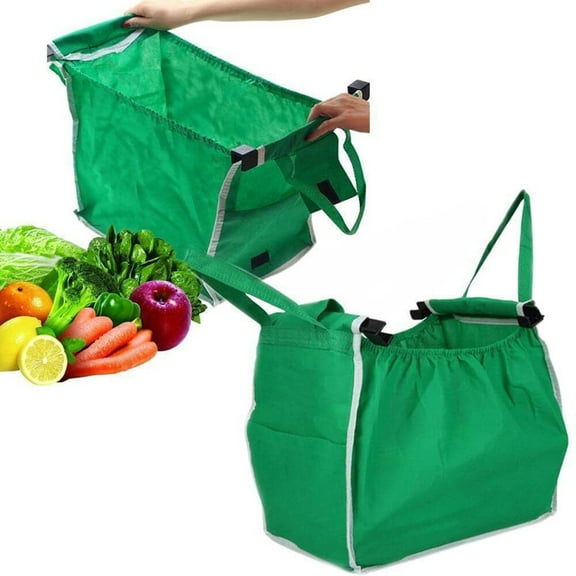 Hilingoto Clearance Shopping Bag Storage Bag, Foldable Tote Handbag Large Trolley Clip To Cart Grocery Reusable Bags Food Storage Bags Clip To Cart Supermarket Bags Christmas Clearance