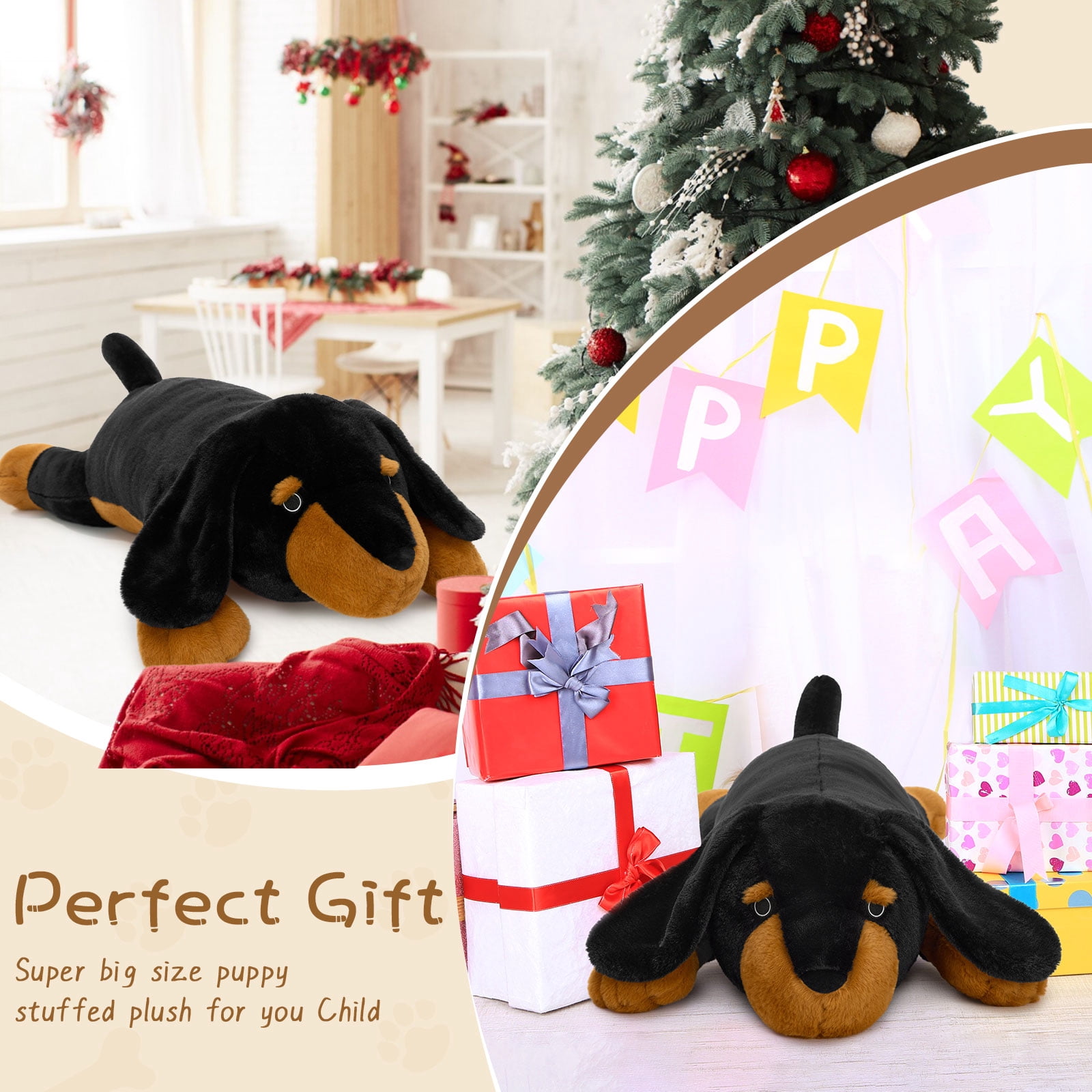 MorisMos Dachshund Stuffed Animal Plush, 39'' Long Wiener Dog Body Pillow