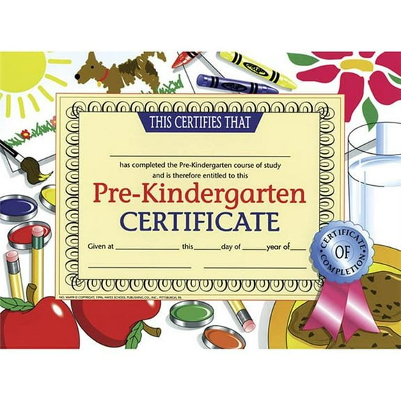 Hayes Certificates Pre-Kindergarten, 8.5 x 11 in. - 30 Per Pack - Pack of 3
