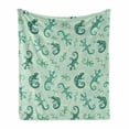 thumbnail image 1 of Reptile Soft Flannel Fleece Throw Blanket, Exotic Lizards Chameleons Leaping Illustration Nature Reptiles Kids Nursery, Cozy Plush for Indoor and Outdoor Use, 60" x 80", Green Mint, by Ambesonne, 1 of 5