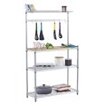 thumbnail image 1 of TRINITY EcoStorage Bakers Rack and Pantry Organizer with 3 Shelves, Removable Bamboo Work Surface, and Hooks for Kitchen Organization and Food Preparation, Chrome, 36â€ W x 14â€ D x 60â€ H, 1 of 4