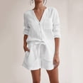 thumbnail image 2 of AYA Women Summer Solid Color Long Sleeve Shorts Conditioning Fashion Casual Home Service Two Piece Set, 2 of 6
