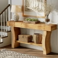 thumbnail image 7 of 59" Solid Wood Console Table, Farmhouse Entryway Sofa Table with Curved Legs, Long Narrow Accent Table for Hallway, Living Room, Foyer, Natural Finish, 7 of 7