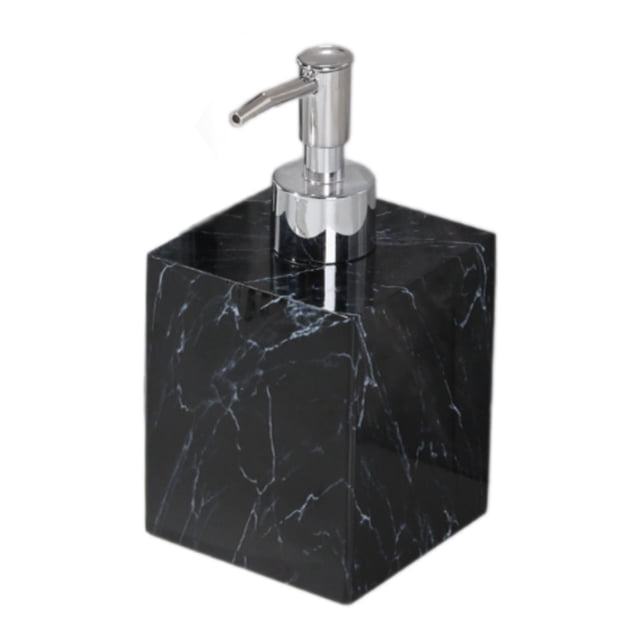 Dispensador de jabón con bomba, dispensador de jabón con textura de mármol, botella dispensadora de loción de recarga a prueba de fugas de 400 ml para Cabeza plateada negra