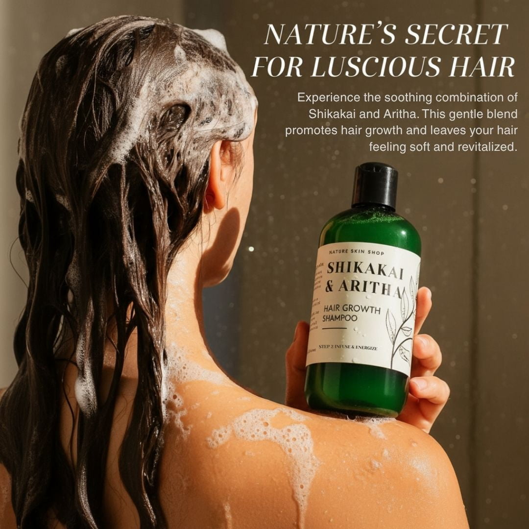 Nature Skin Shop Ayurvedic Dandruff Shampoo with Shikakai, Aritha, Brahmi, Sulfate-Free, Natural, 8.5 oz