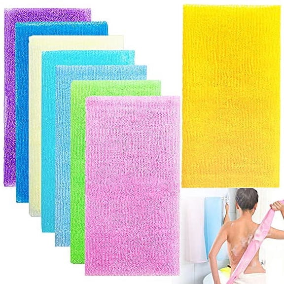 8 Pcs 35 Inch Exfoliating Bath Cloth,Beauty Skin Bath Wash Towel,Nylon Shower Washcloth Body Scrubber Loofah for Women and Men