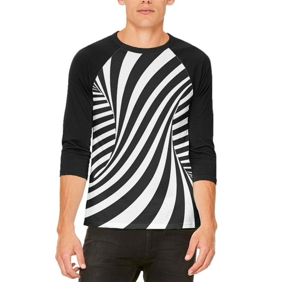 Trippy Black And White Swirl Mens Raglan T Shirt White-Black SM