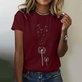 thumbnail image 2 of T-shirt de Sport pour Femmes à Col Montant Simulé à Motif Imprimé Pissenlit, Manches Longues, Col Rond, Manches Courtes, Haut T-Shirt pour Femmes, 2 of 4