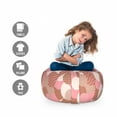 thumbnail image 2 of Geometric Storage Toy Bag Chair, Monochrome Design of Pastel Circles Stripes and Squares Modern Feels, Stuffed Animal Organizer Washable Bag, Large Size, Pale Rust Pastel Pink, by Ambesonne, 2 of 3