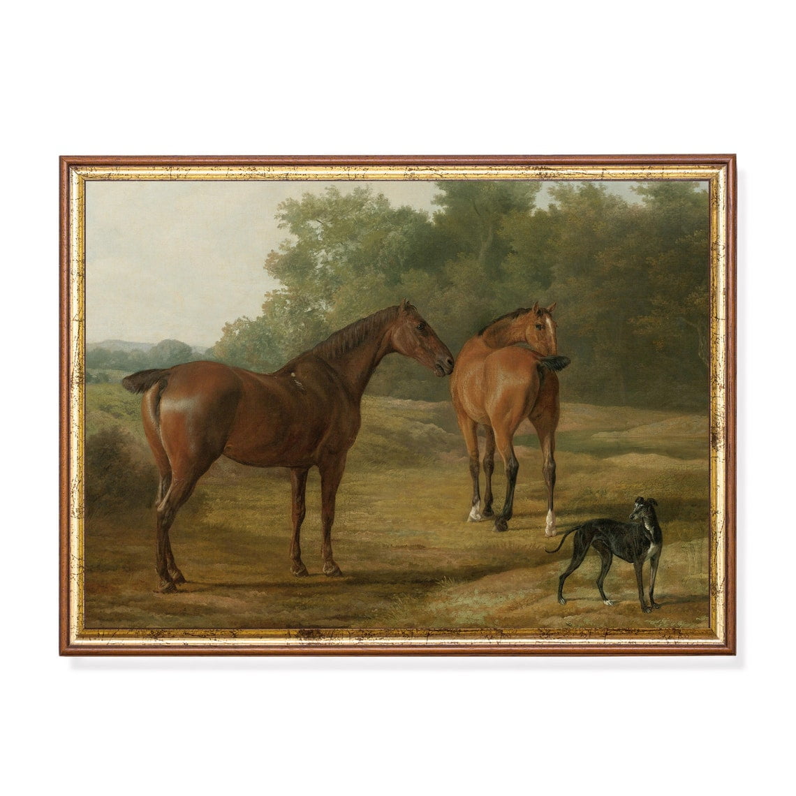 Antique Horse And Dog Vintage Equestrian Farmhouse Wall Art Print Nature Inspired Living Room Decor