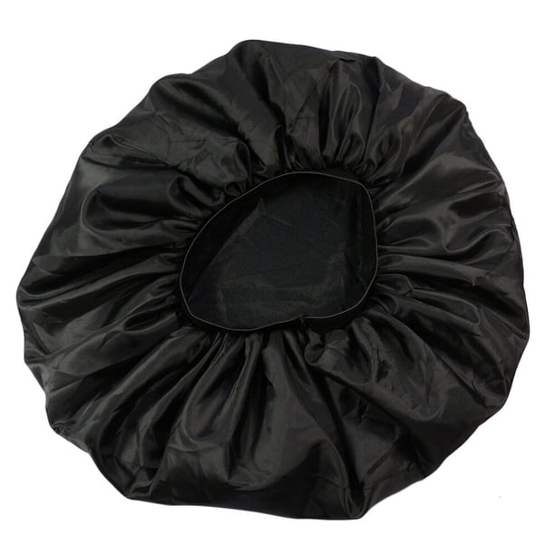 Gorro de dormir extragrande de seda y satén con doble elástico, para organizar el cabello (negro)