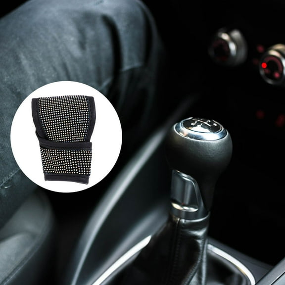 PBPBOX Sparkle Car Accessories Black Plush Car Decor for Women 1Set