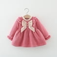 thumbnail image 4 of Zwiiyzr 8M-4T Infant Baby Girls Corduroy Tutu Dress Kids Long Sleeve Bow Knot Ruffled Dress Toddler Birthday Party A-Line Princess Gown Pink, 4 of 6