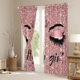 thumbnail image 3 of Homewish Pretty Girl Curtains Pack of 2 (42x84 Each),Chic Gliyyet Print Curtains Blackout,Rose Pink Bedroom Curtains For Kids,Ultra Soft Home Decor, 3 of 6