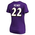 thumbnail image 3 of Women's Derrick Henry Purple Baltimore Ravens Plus Size Fair Catch Name & Number Scoop Neck T-Shirt, 3 of 3