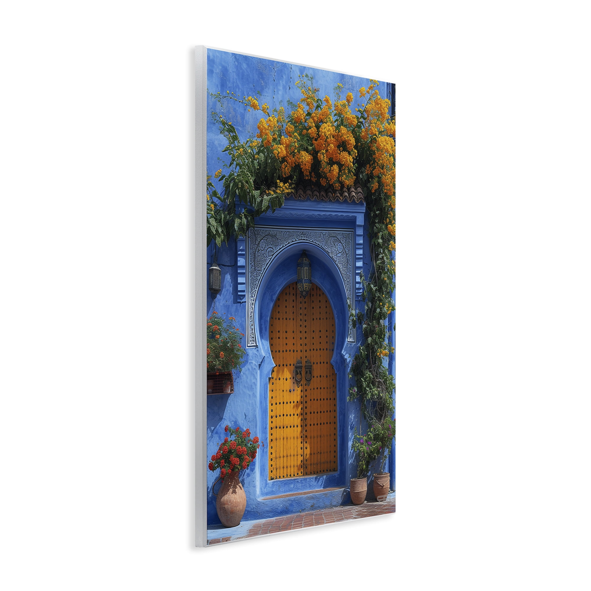 Stupell Industries Blue & Orange Architecture Buildings & Architecture Painting Unframed Art Print Wall Art, 13 x 19