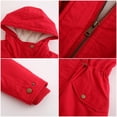 thumbnail image 3 of Women Drawstring Hoodie Coat Warm Inside Fleece Padded Coat Slim Zipper Coat, 3 of 6