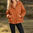 thumbnail image 5 of TAGOLD Womens Winter Hooded Casual Outwear & Jackets Solid Color Zip Up Hooded Long Sleeve Casual Outer Top With Elastic Cuff Side Pockets For Outdoor Sports Daily Street Wear, 5 of 5