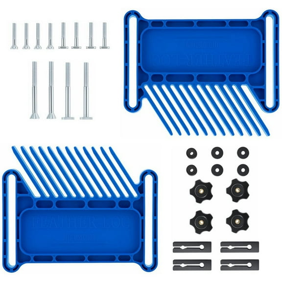 2Pcs Adjustable Woodworking Tools Feather Board for Table Saws, Router Tables & Band Saw with T-Slots, Miter Slots-Blue