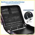 thumbnail image 4 of Zipper Binder with Shoulder Strap 2 inch 3 Ring Waterproof File Folder Organizer Bag 500 Sheet Roses in Pink and Gray Tones, 4 of 8
