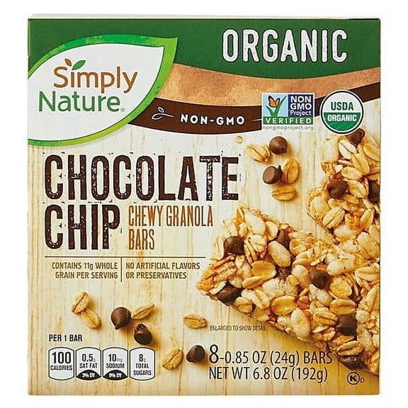 Simply Nature Organic Chocolate Chip Chewy Granola Bars, 8 count