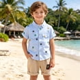 thumbnail image 2 of Boys Outfits Cartoon Print Mock Neck Short Sleeve Shirt Top And Shorts 2 Piece Everyday Wear Baby Boys' Clothing Sets, 2 of 5