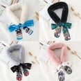 thumbnail image 5 of Women Winter Faux Rabbit Fur Collar Leopard Print Ribbon Tied Bow Scarf Warm, 5 of 6